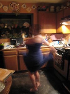 valerie dancing in the kitchen